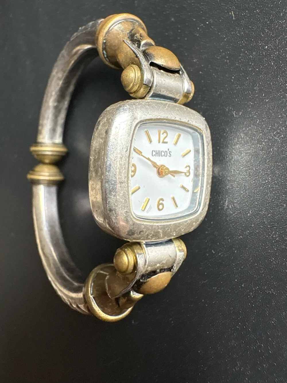 Chico's Two-Tone Bangle Watch in Silver and Gold